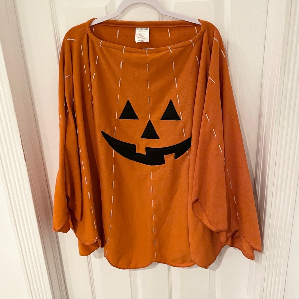 NWOT Grandin Road Pumpkin Adult Poncho Costume ONE SIZE